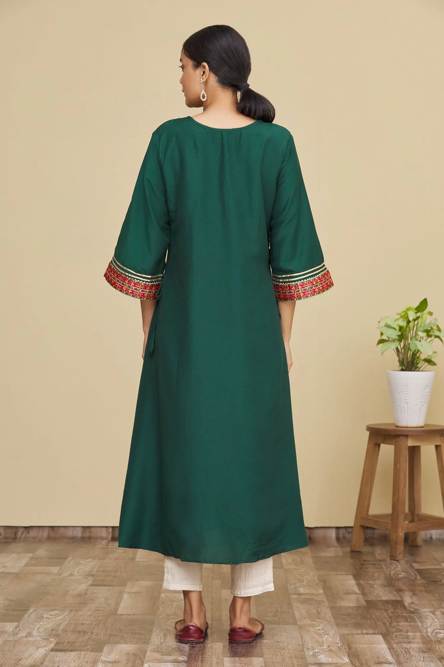 Green Geometric Print Kurta