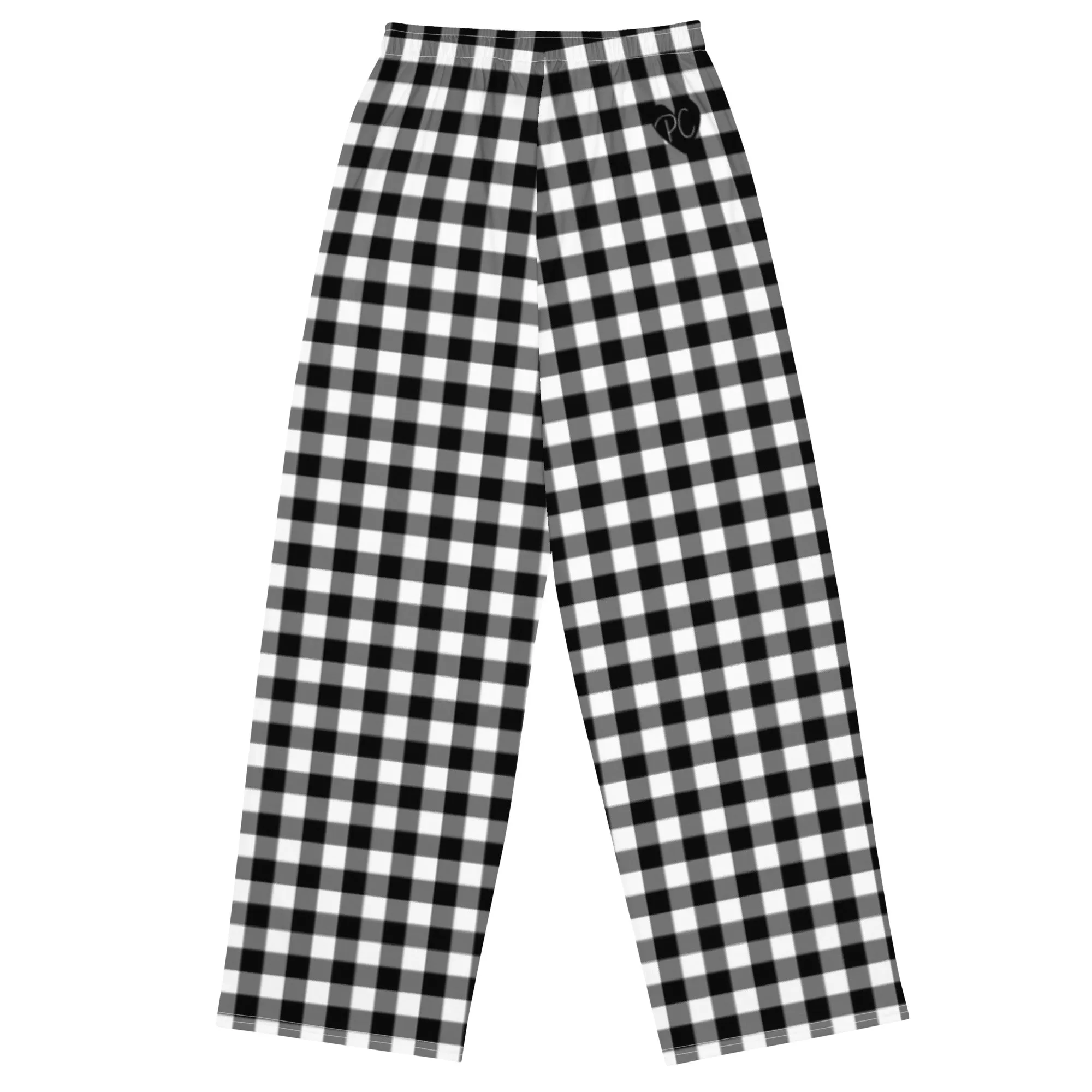 Hattie Badass Black Gingham Wide-Leg Lounge Pants | Pinup Couture Relaxed