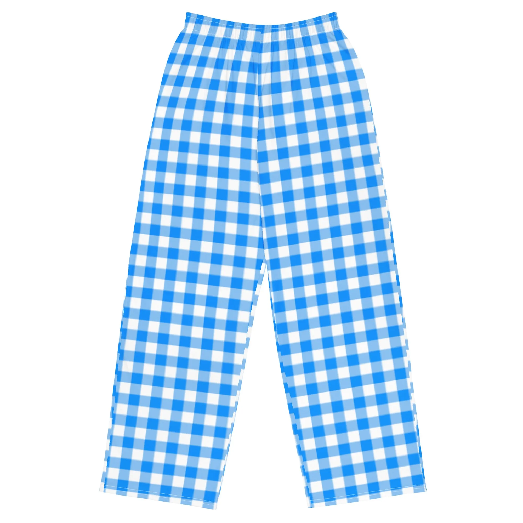 Hattie Beyond Blue Gingham Wide-Leg Lounge Pants | Pinup Couture Relaxed