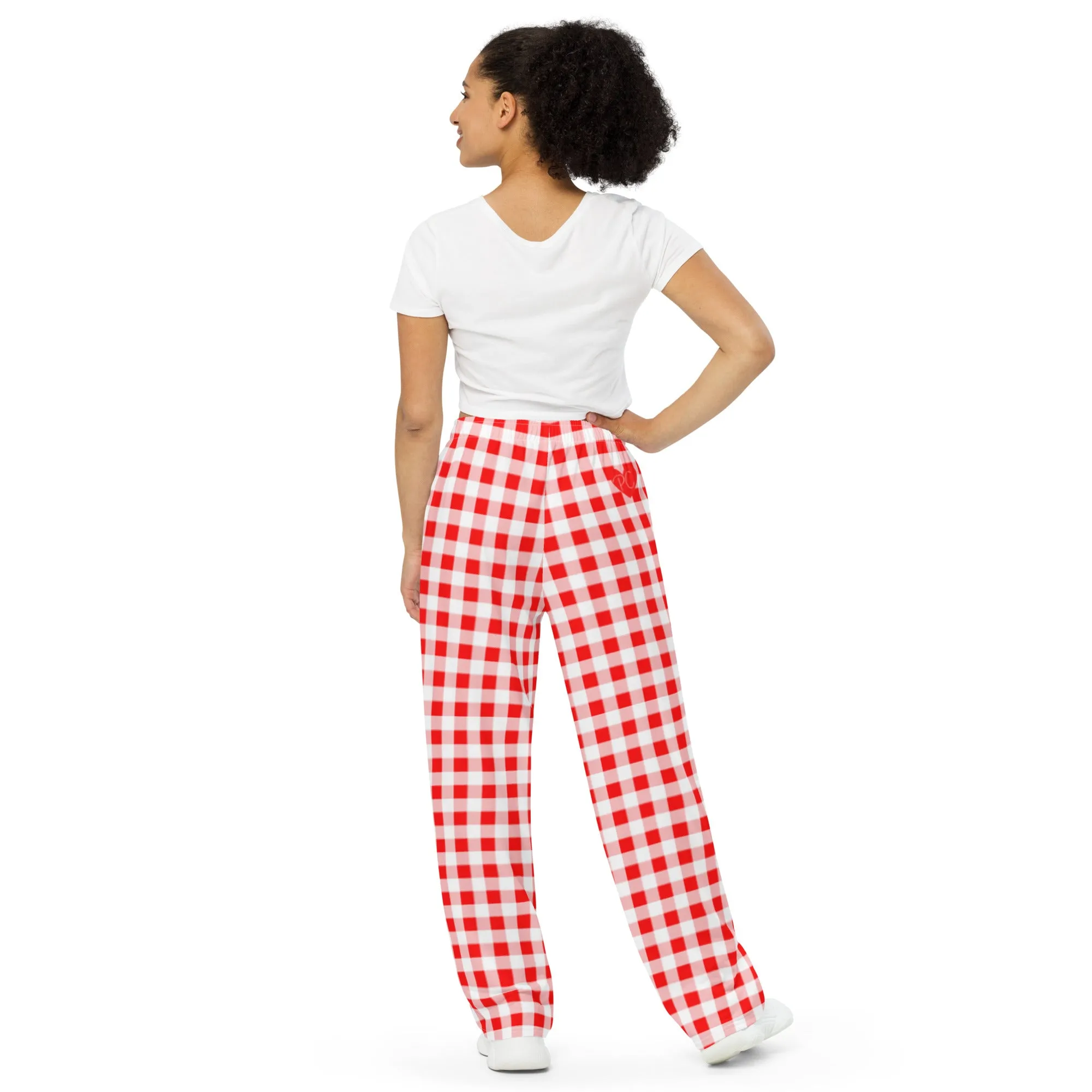 Hattie Ruby Red Gingham Wide-Leg Lounge Pants | Pinup Couture Relaxed