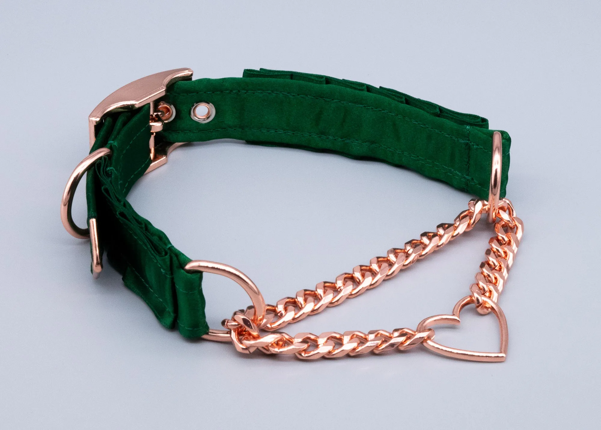 Hunter Green Petite Heart Ring Martingale Collar