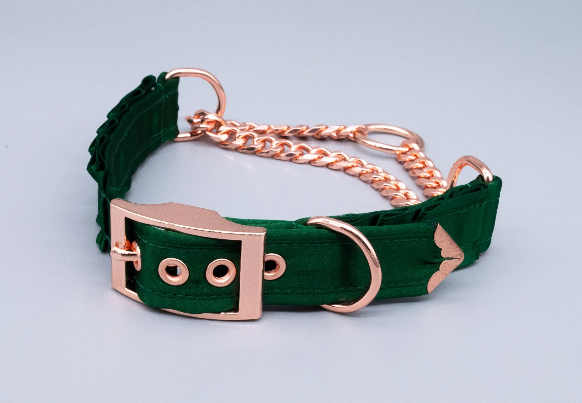 Hunter Green Petite Heart Ring Martingale Collar