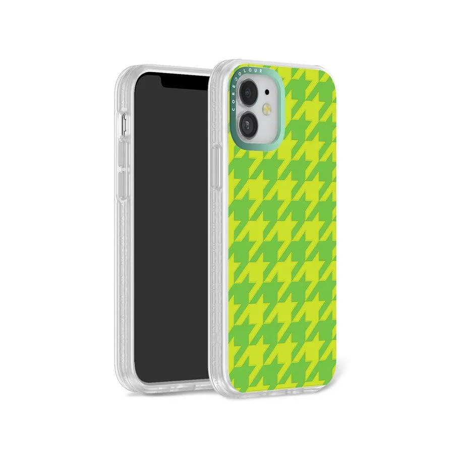 iPhone 12 Green Houndstooth Phone Case