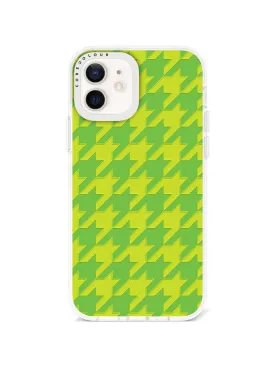 iPhone 12 Green Houndstooth Phone Case