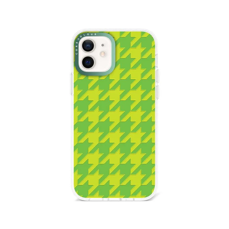 iPhone 12 Green Houndstooth Phone Case