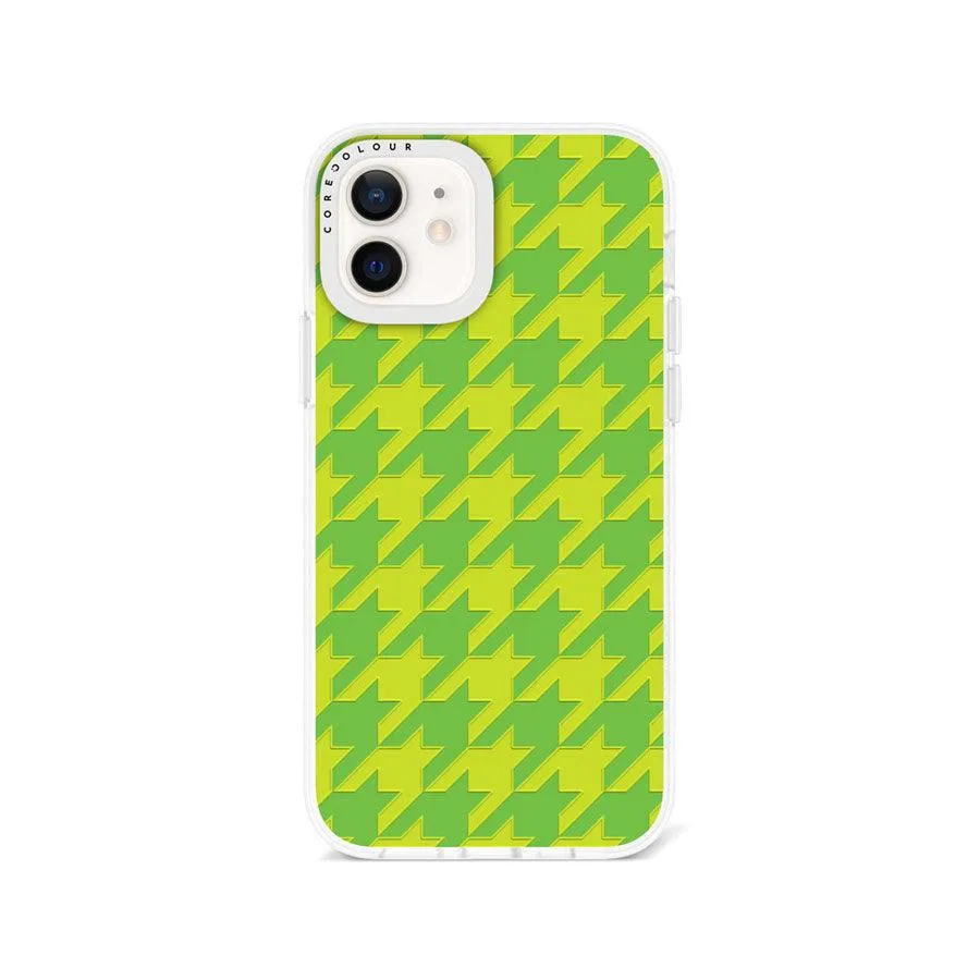 iPhone 12 Green Houndstooth Phone Case