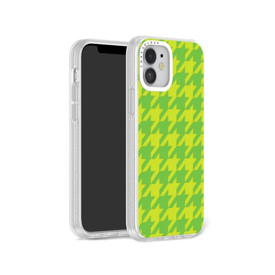 iPhone 12 Green Houndstooth Phone Case