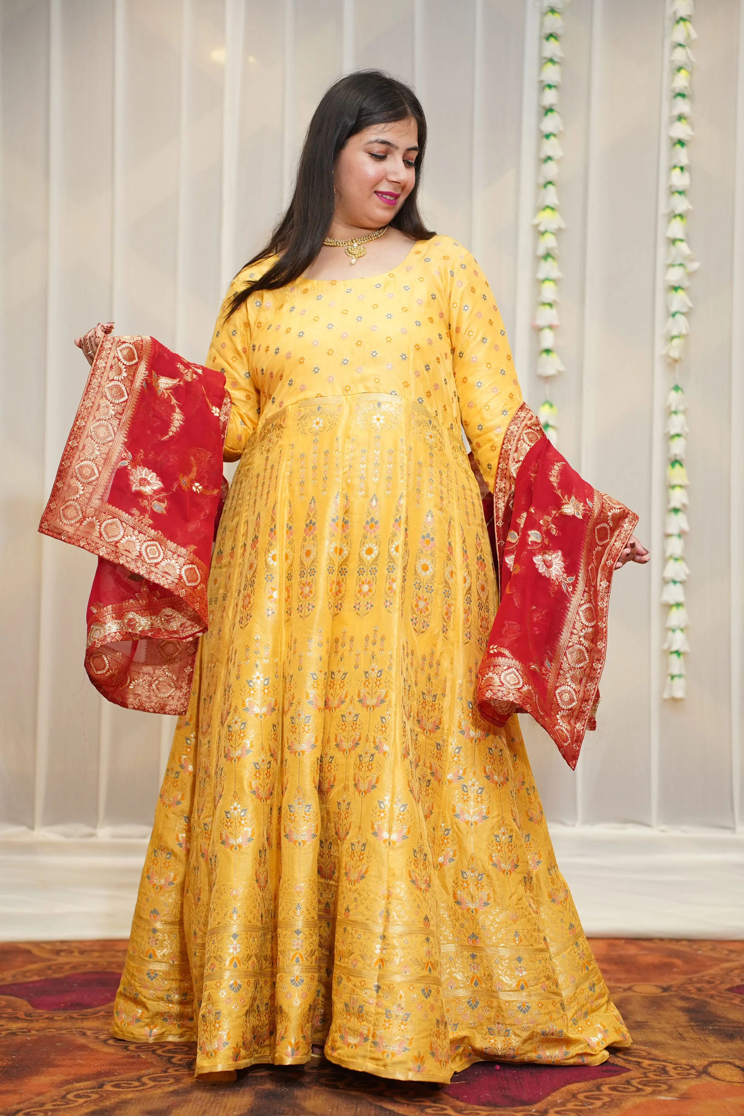 Kanika Jacquard Silk Anarkali Dress