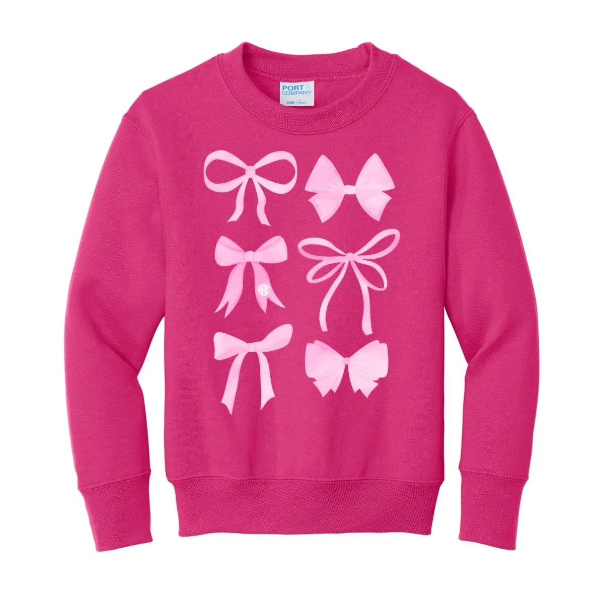 Kids Monogrammed 'Watercolor Bows' Crewneck Sweatshirt