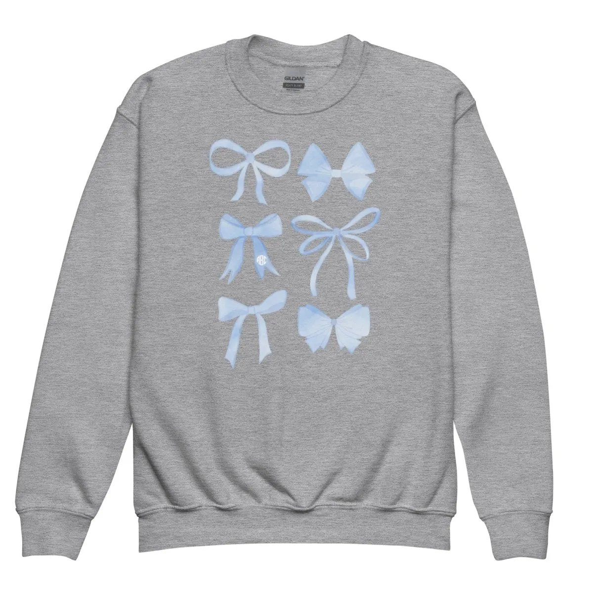 Kids Monogrammed 'Watercolor Bows' Crewneck Sweatshirt