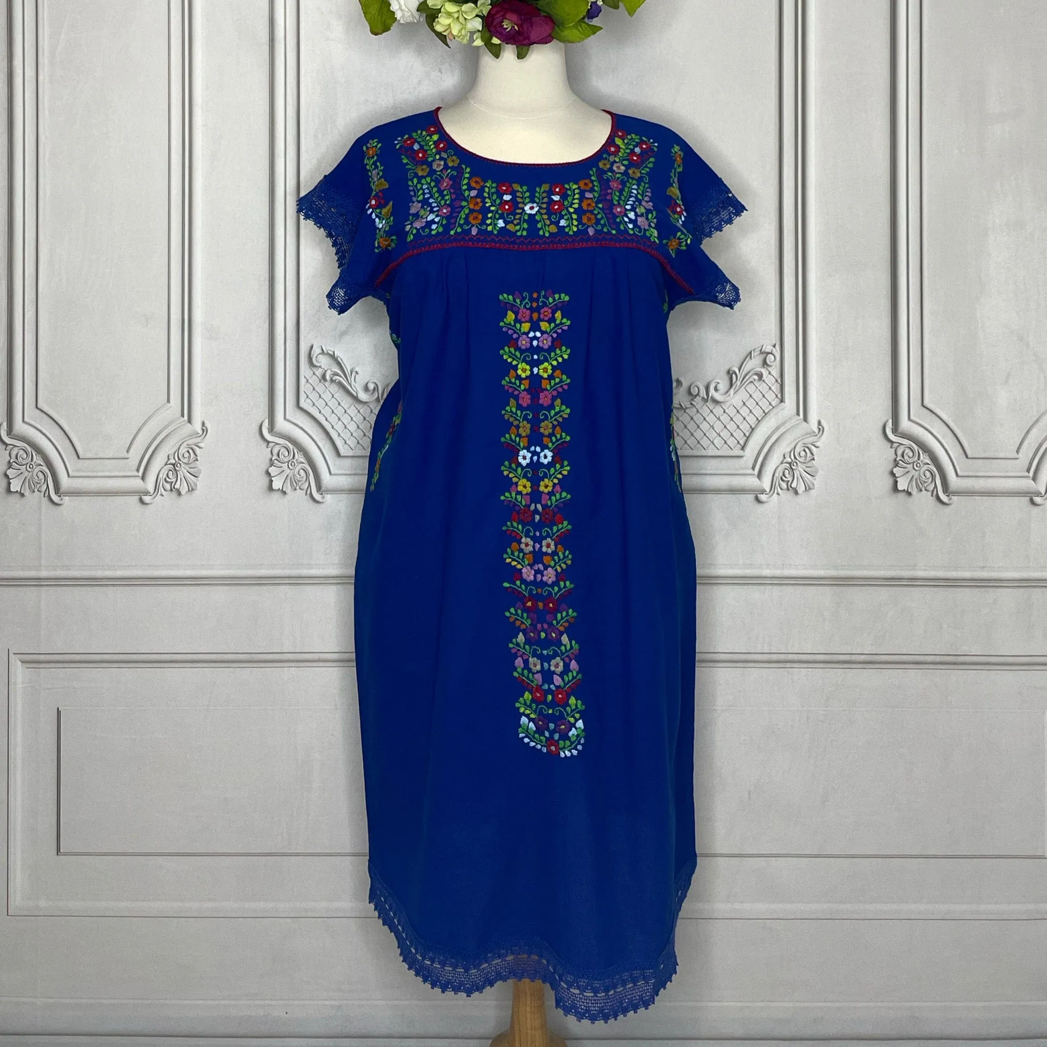 Laced Trim Mexican Dress - Puebla