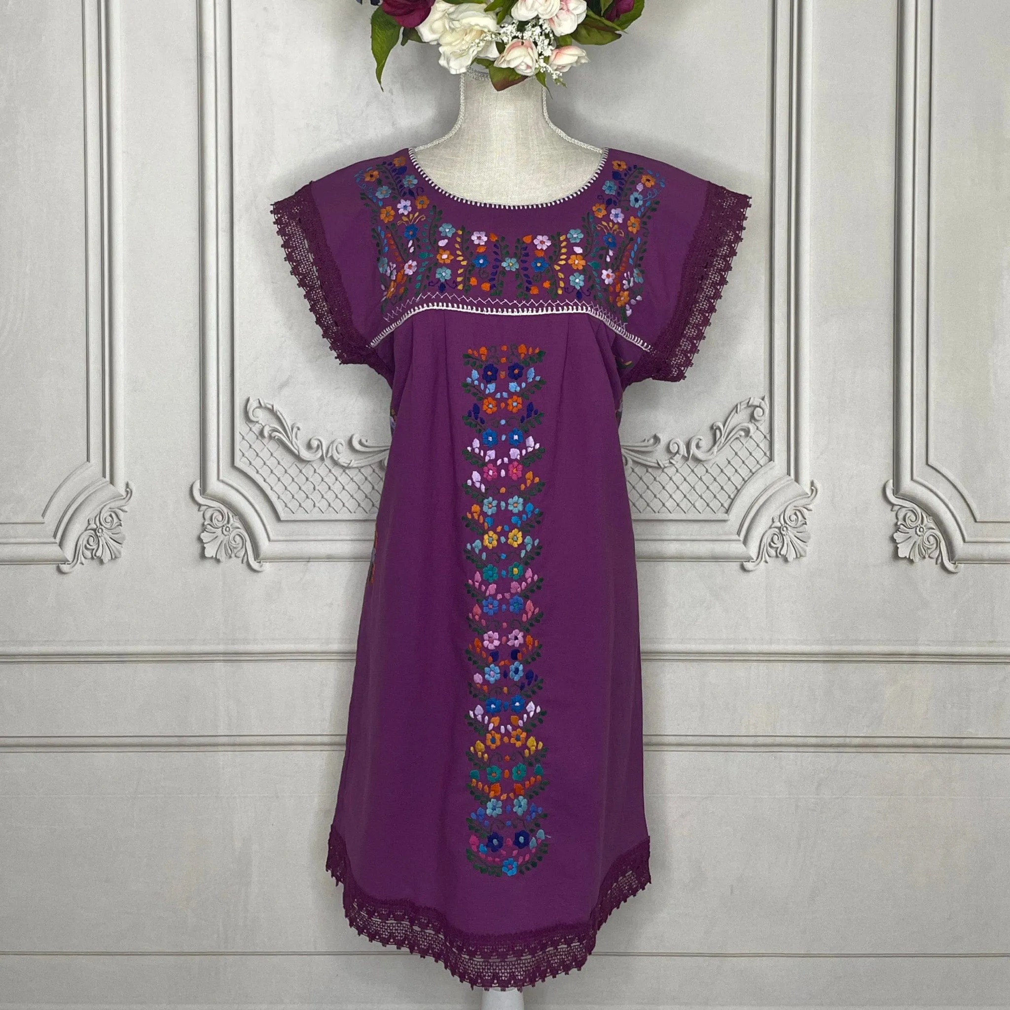 Laced Trim Mexican Dress - Puebla