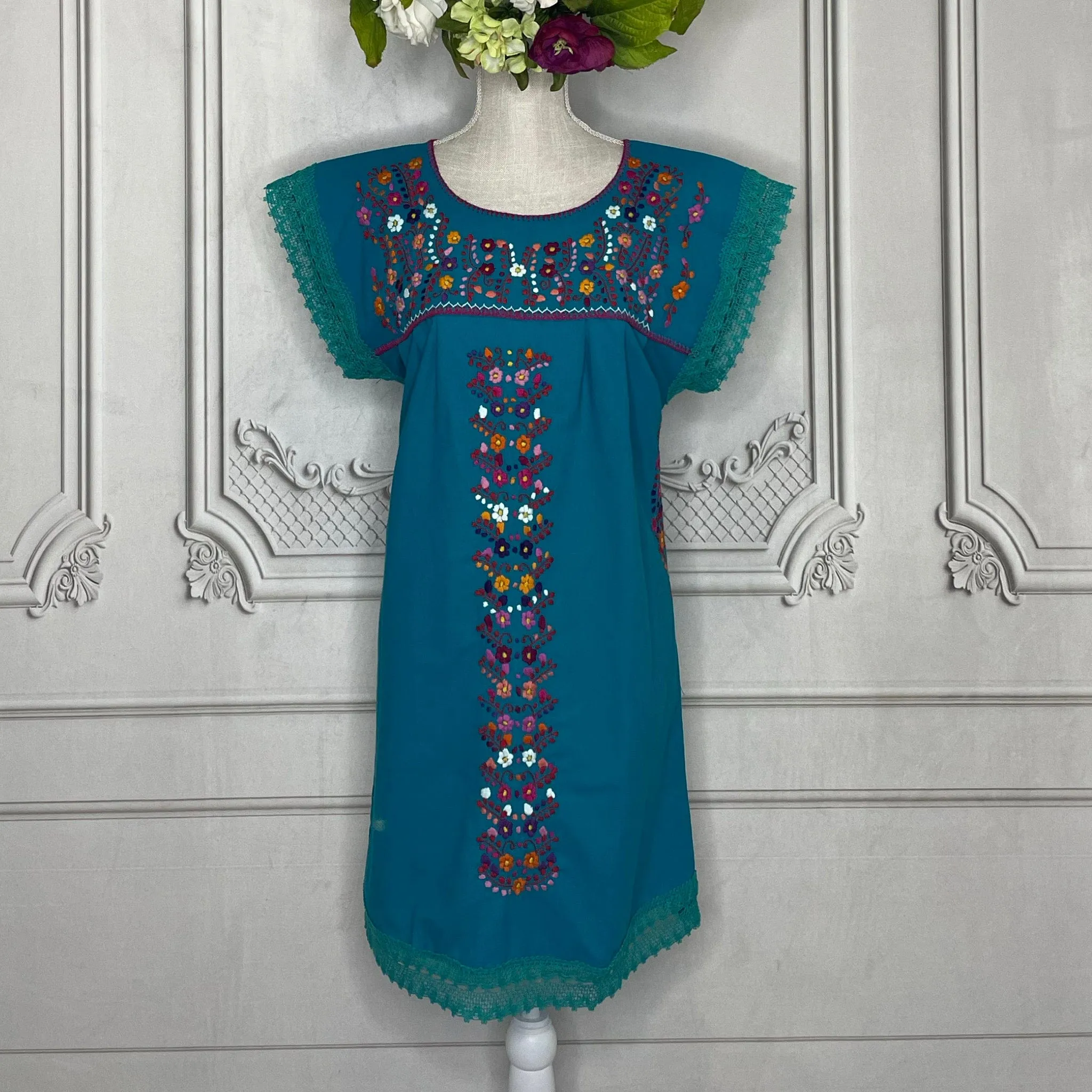 Laced Trim Mexican Dress - Puebla