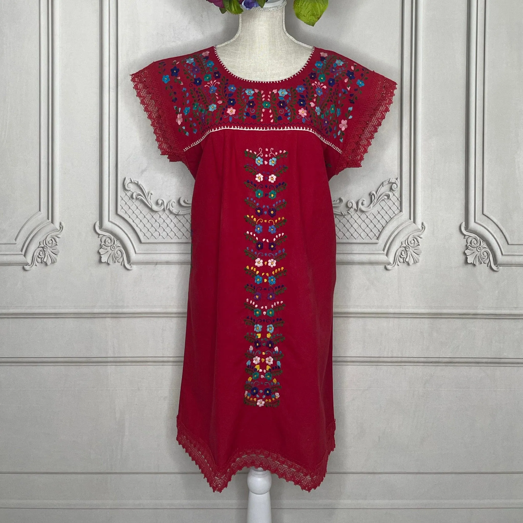 Laced Trim Mexican Dress - Puebla