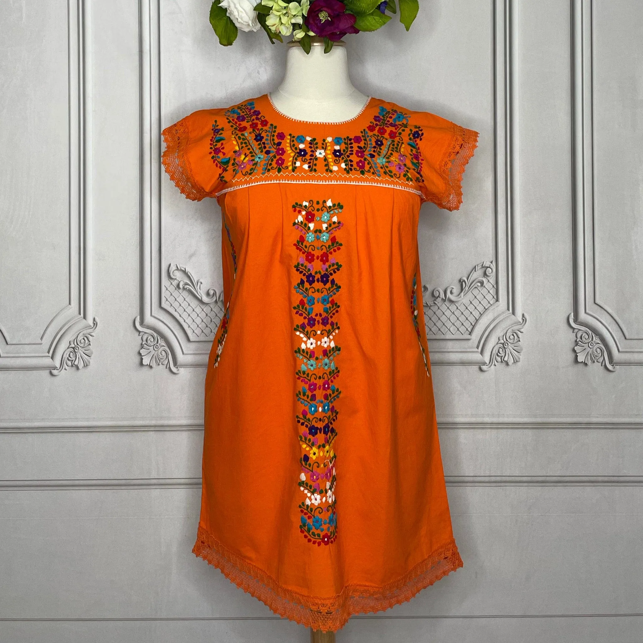 Laced Trim Mexican Dress - Puebla