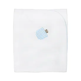 Light blue Vichy Embroidery  Blanket | Baby Boy