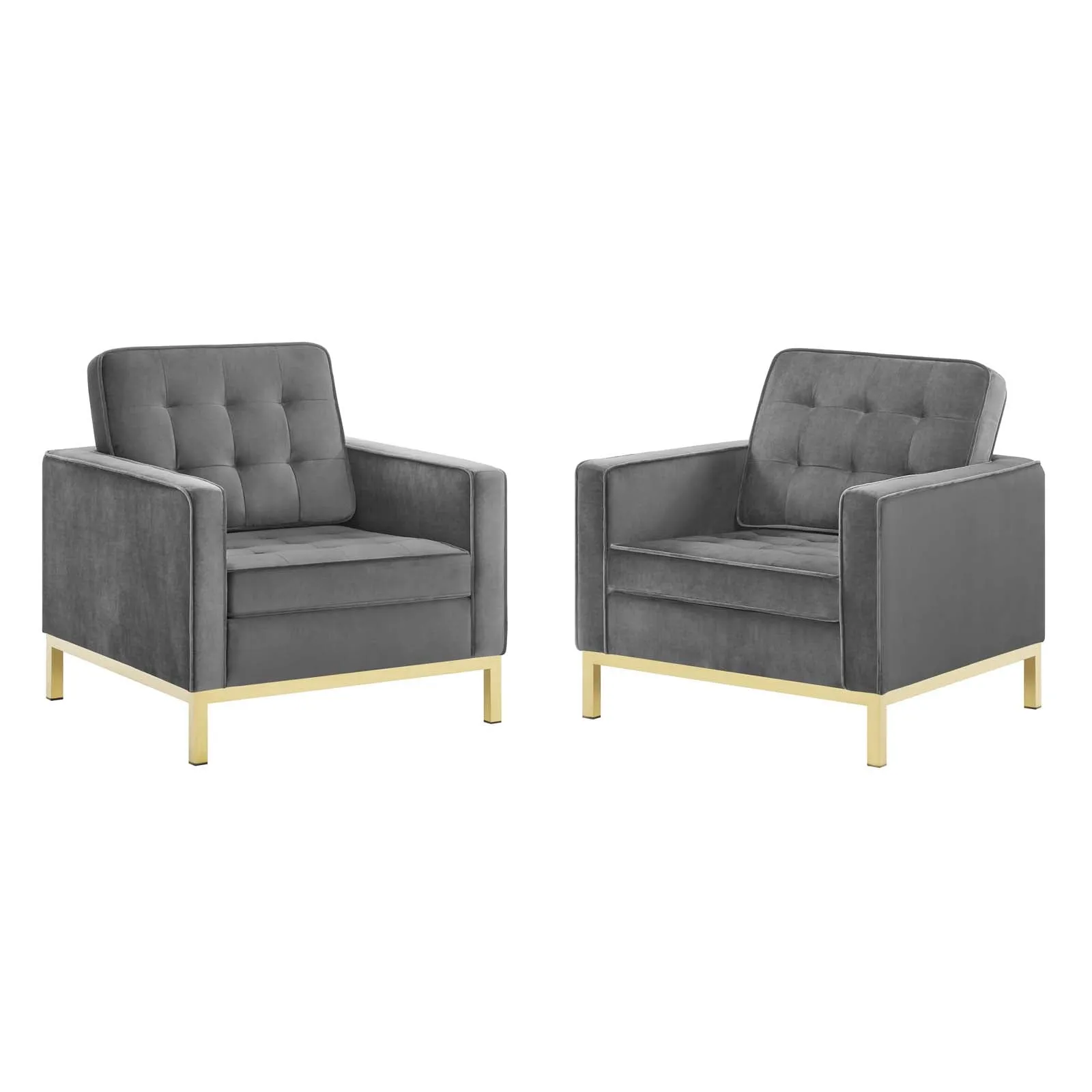 Loft Gold Stainless Steel Leg Performance Velvet Armchair Set of 2