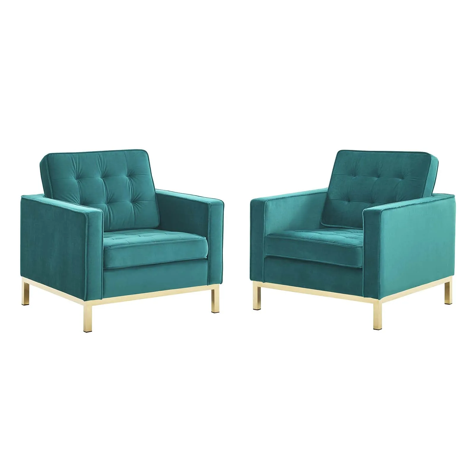 Loft Gold Stainless Steel Leg Performance Velvet Armchair Set of 2