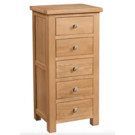 Manor Collection Dorset Oak 5 Drawer Tall Chest