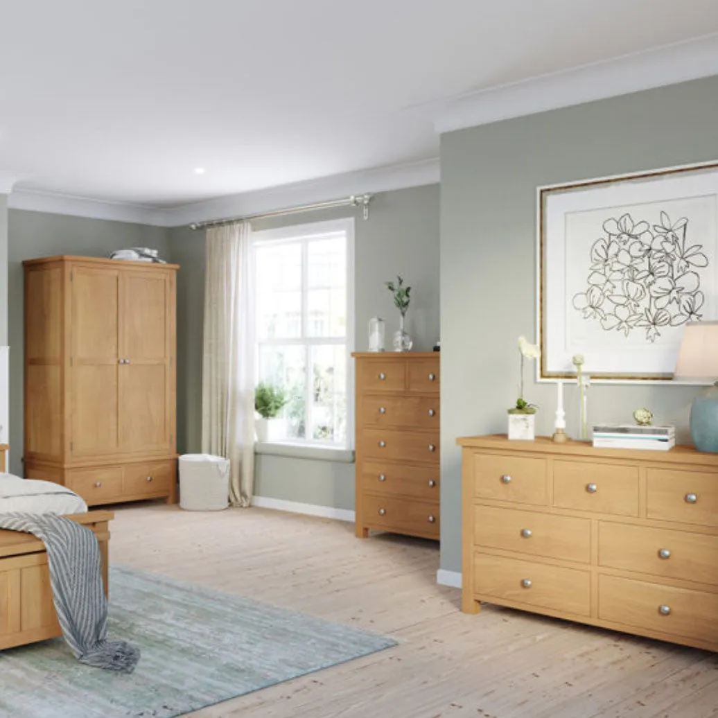 Manor Collection Dorset Oak Double Wardrobe With 2 Drawers