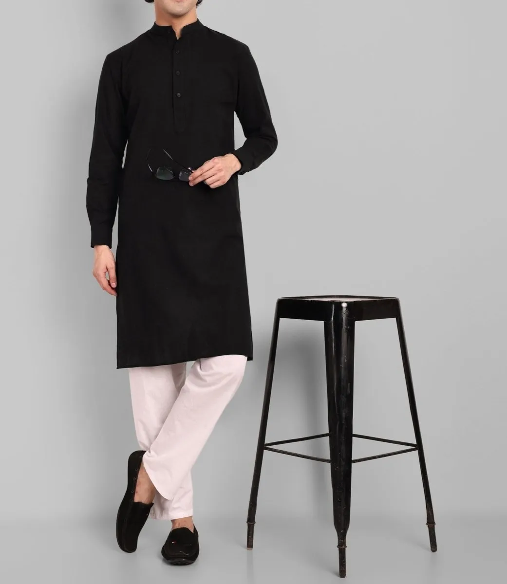 MEN'S BLACK KURTA PAJAMA SET