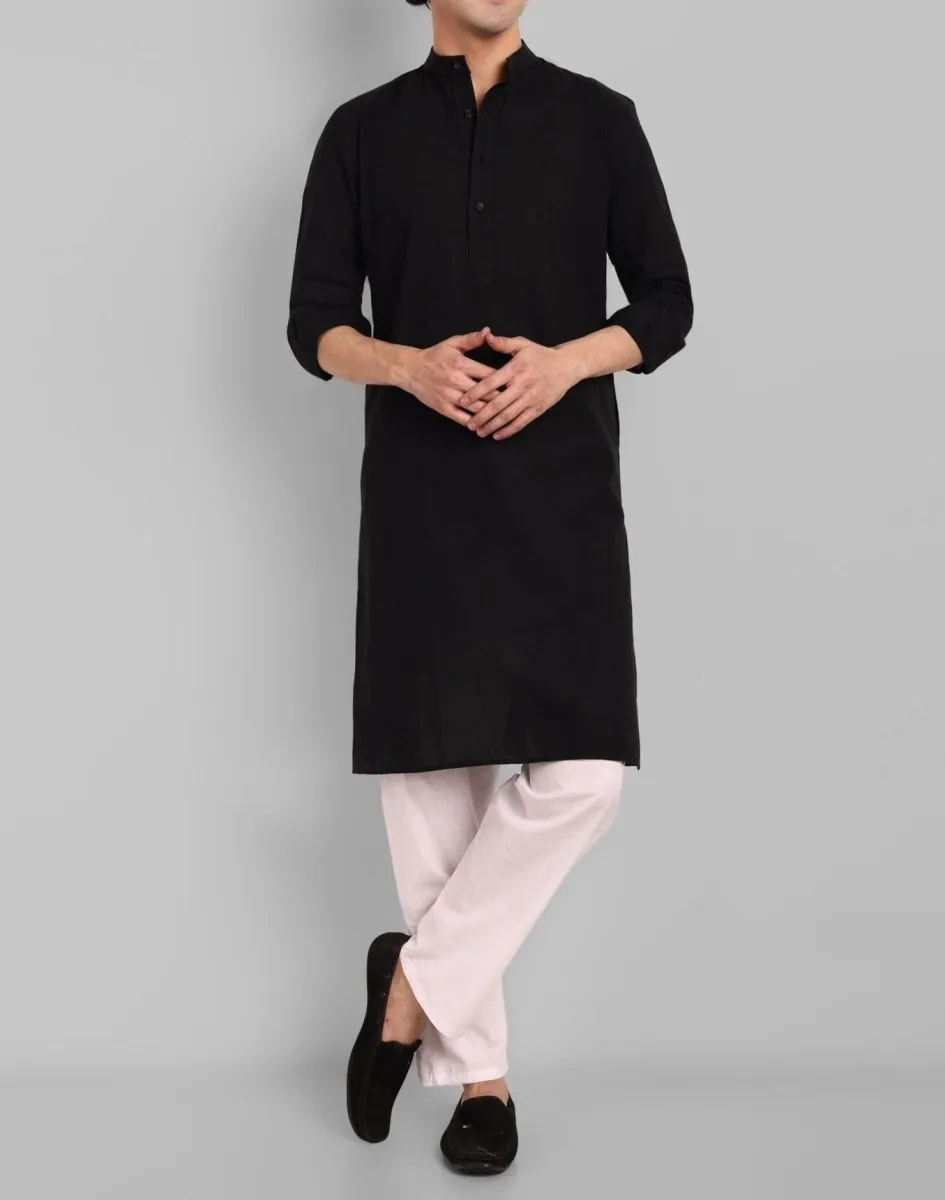 MEN'S BLACK KURTA PAJAMA SET