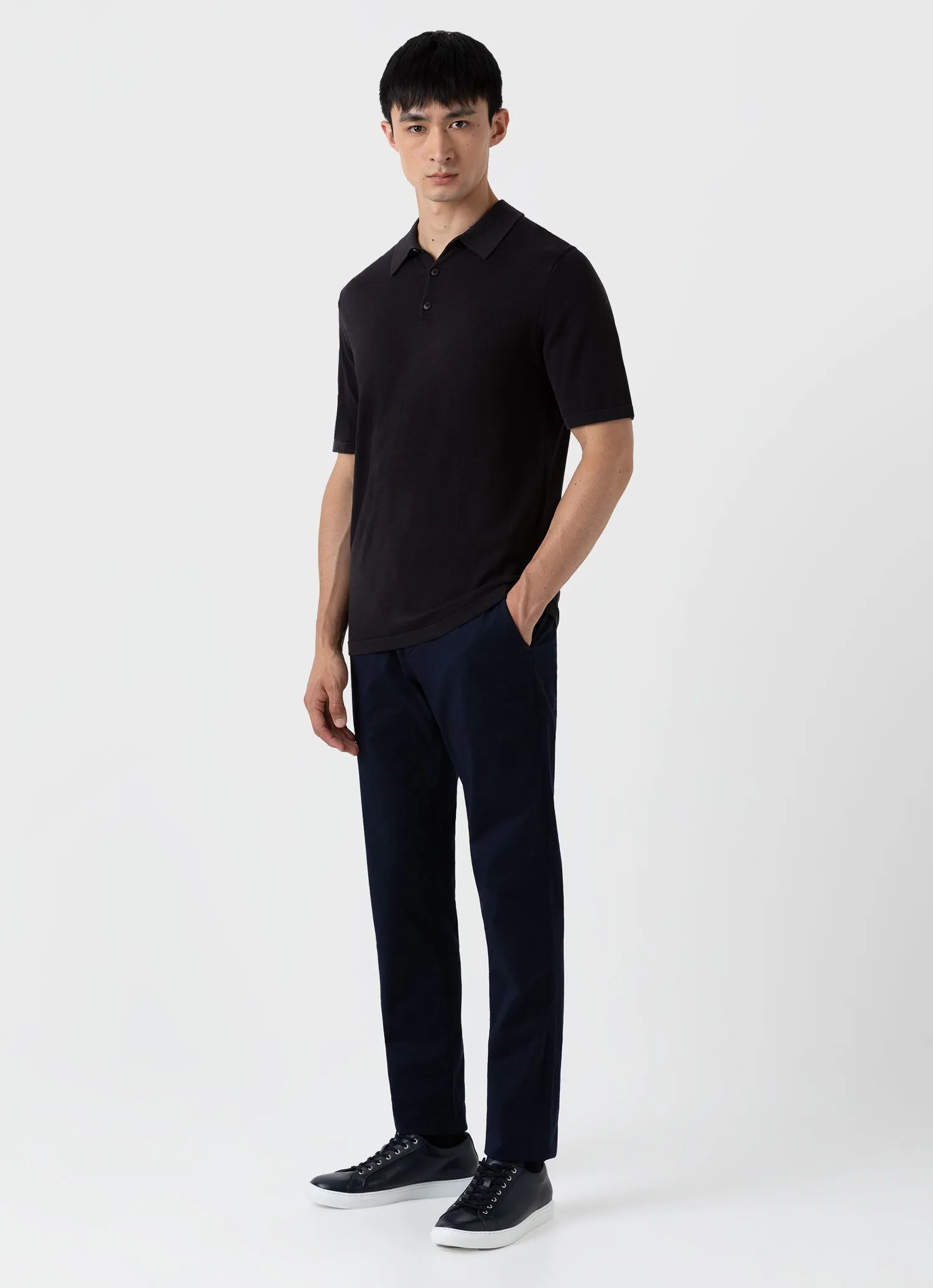 Men's Sea Island Cotton Polo Shirt in Black