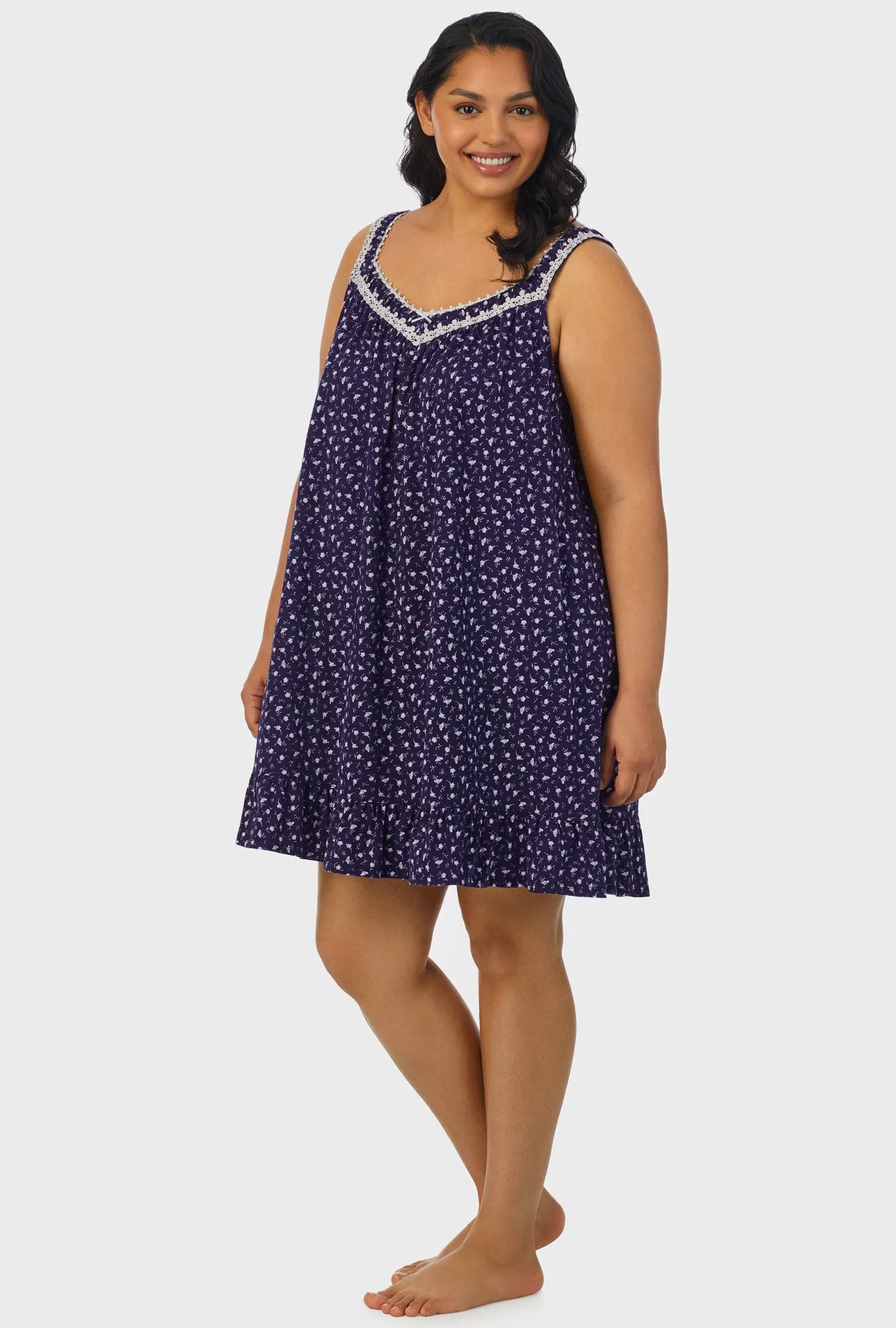 Midnight Blue Ditsy Floral Sleeveless Chemise