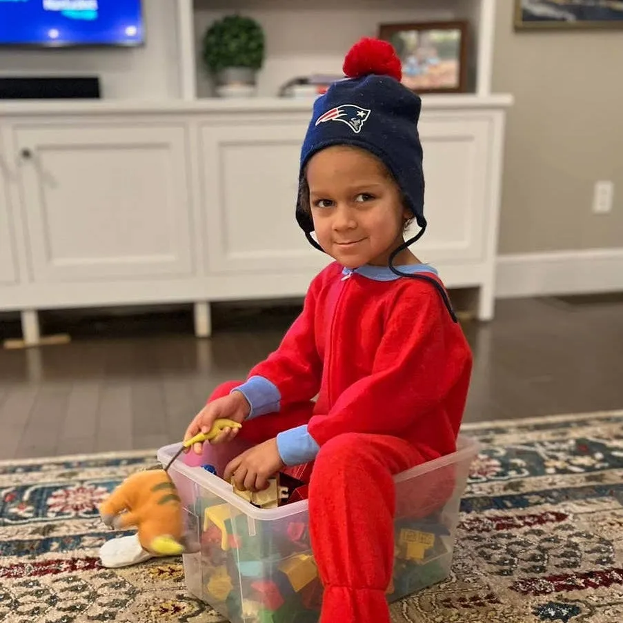 New England Patriots Football Navy Blue Pom Hat Toddler