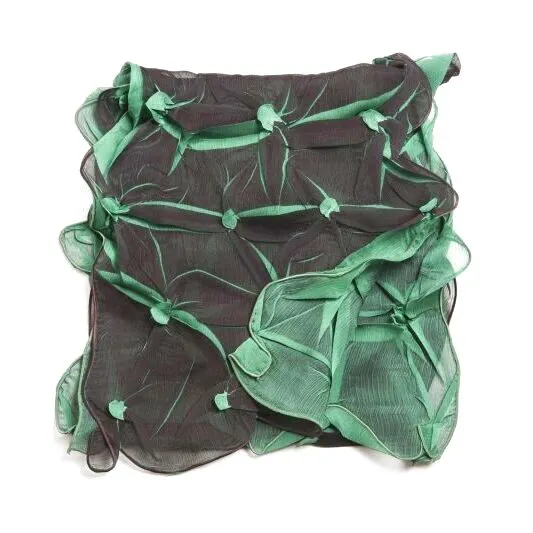 NUNO Scarf: "Tsumami Shibori" (Gray on Green)