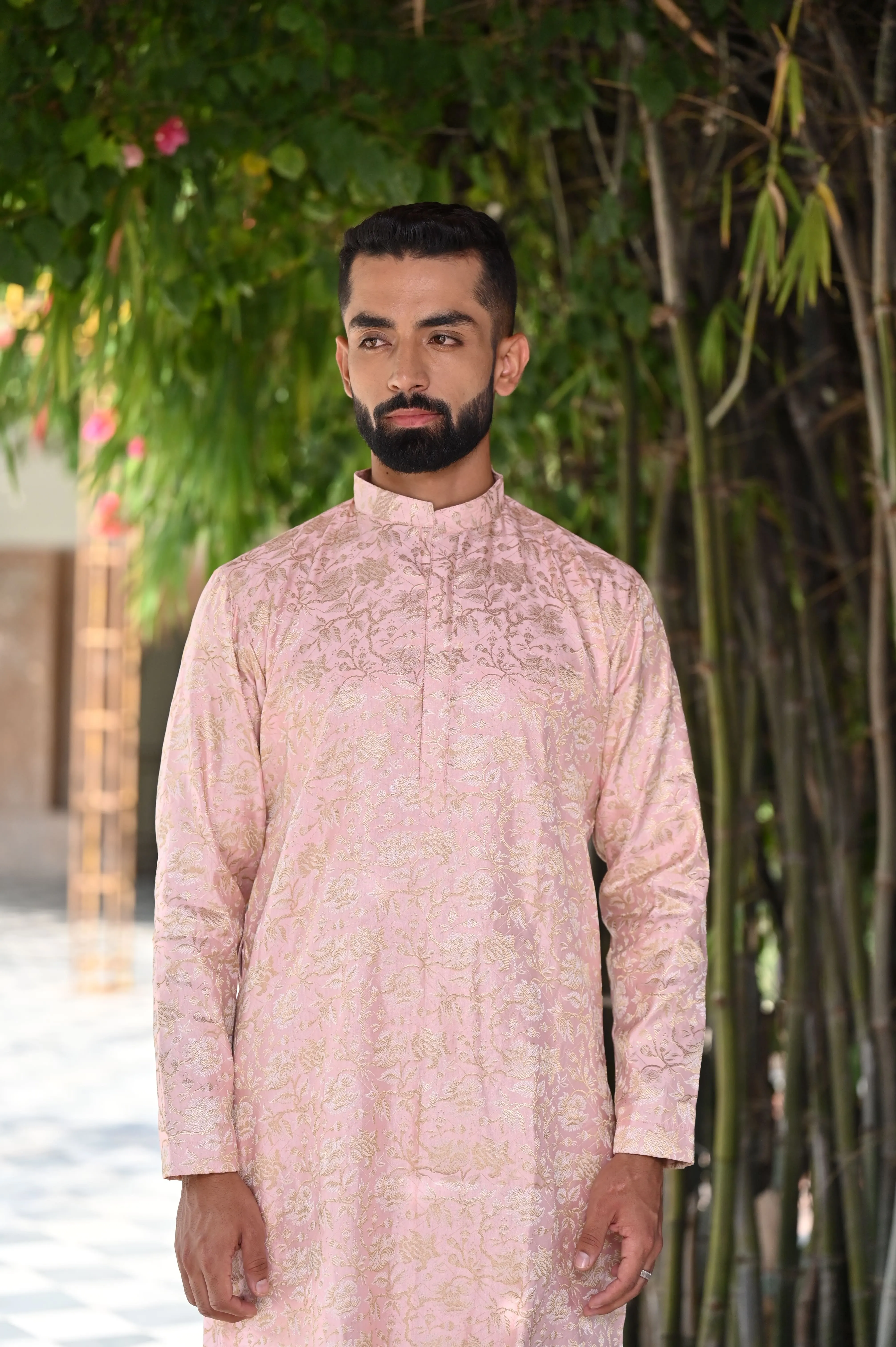 Opulent Pink Brocade Kurta