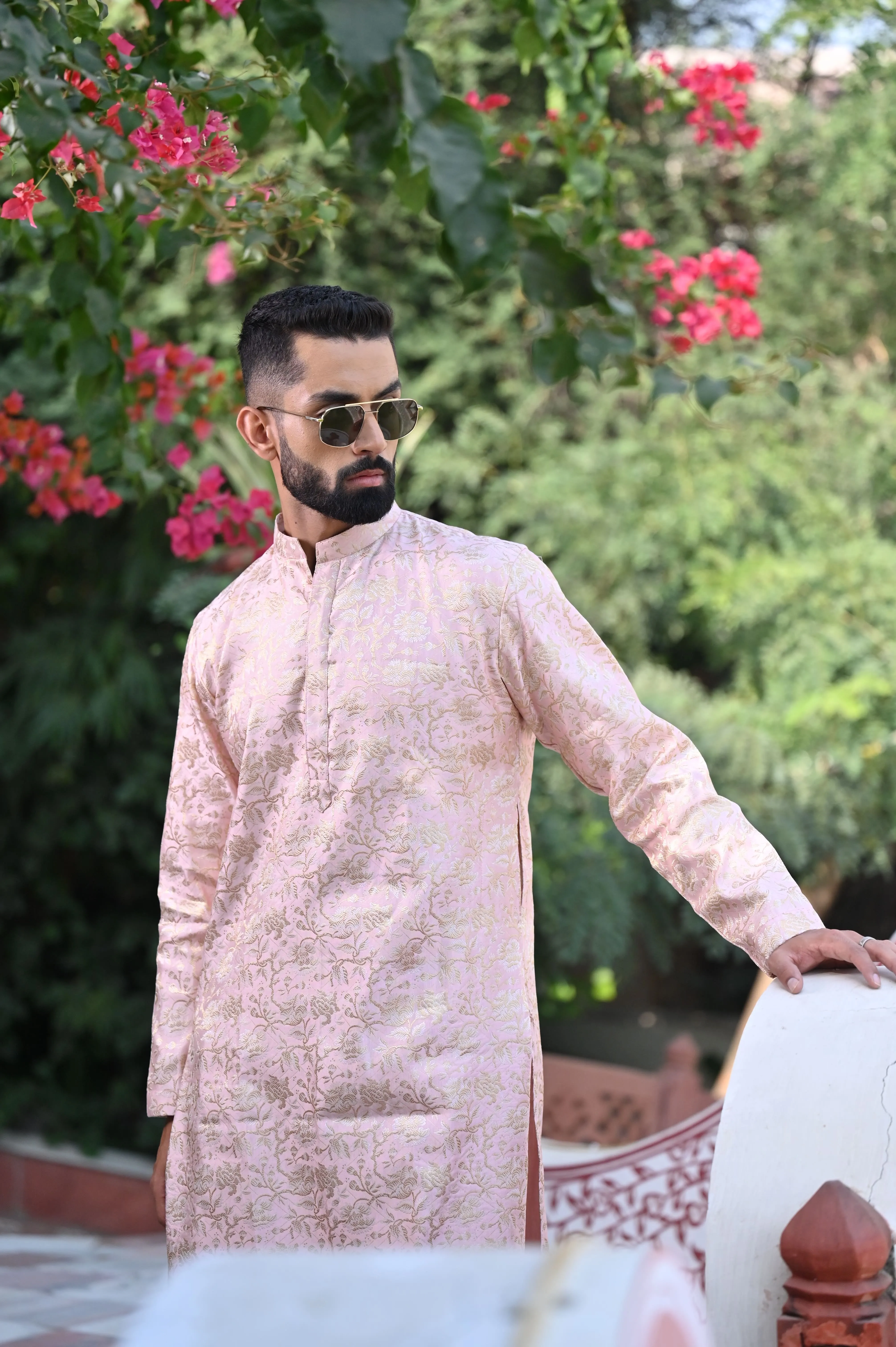 Opulent Pink Brocade Kurta