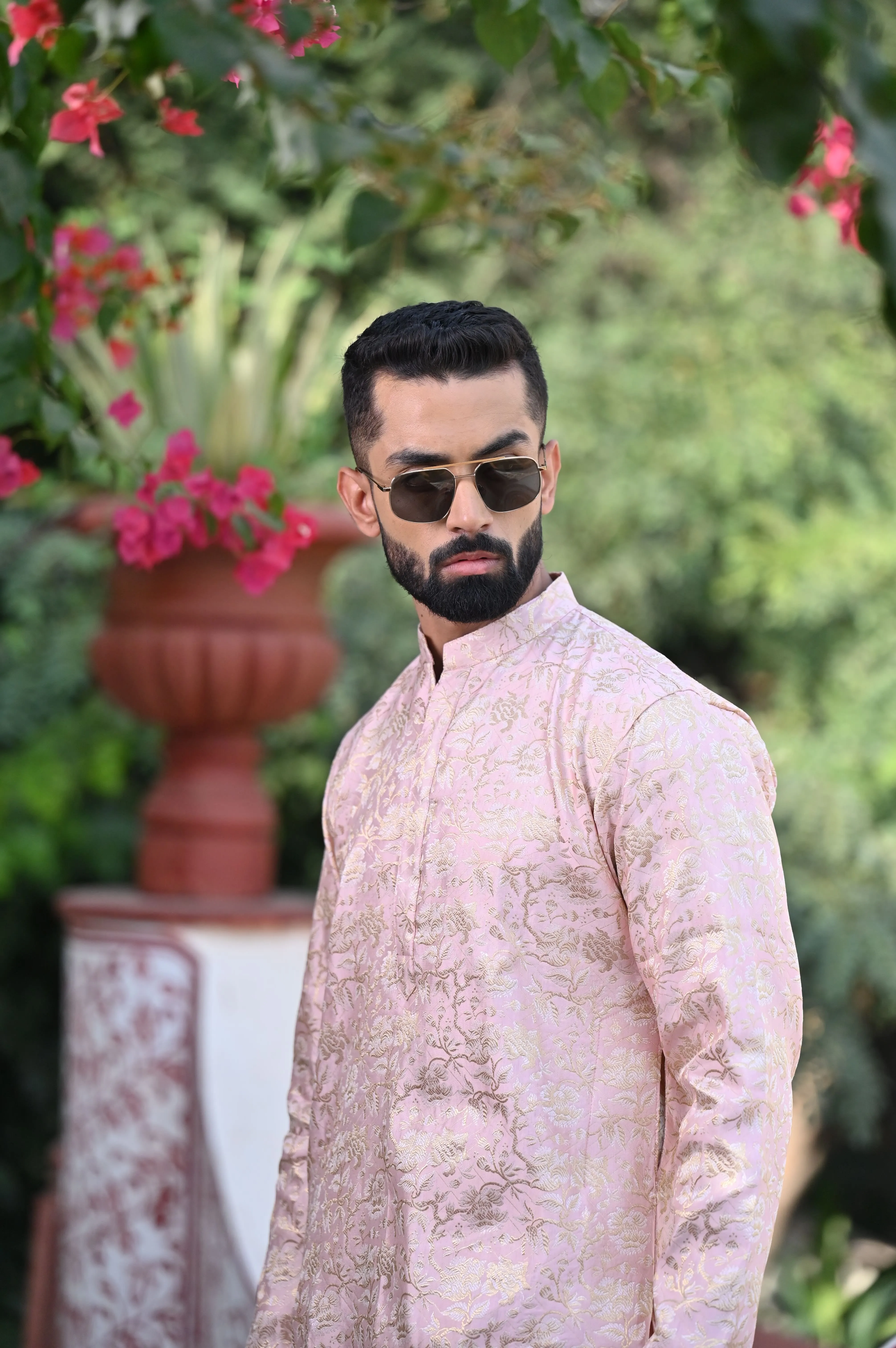 Opulent Pink Brocade Kurta