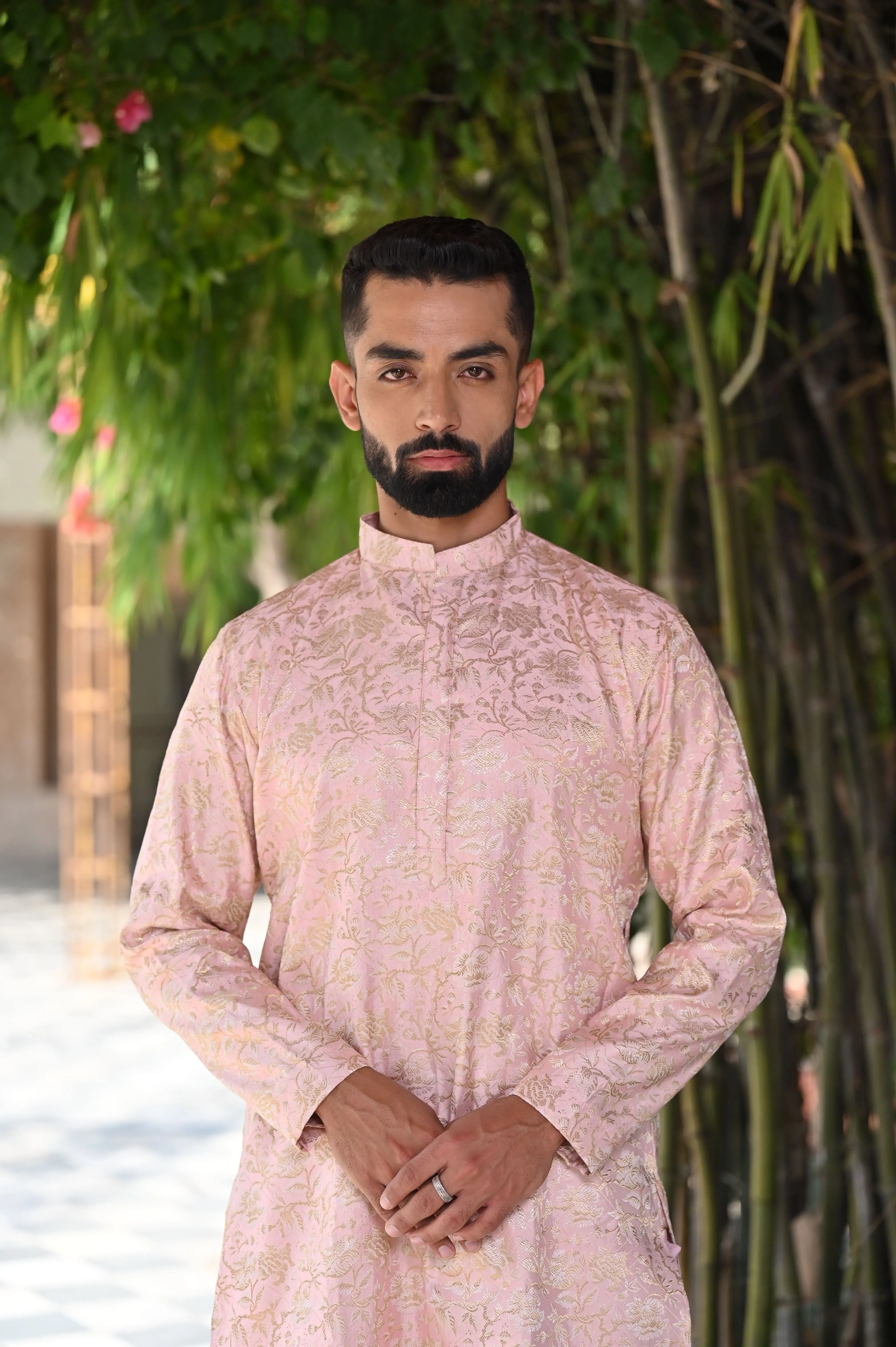 Opulent Pink Brocade Kurta