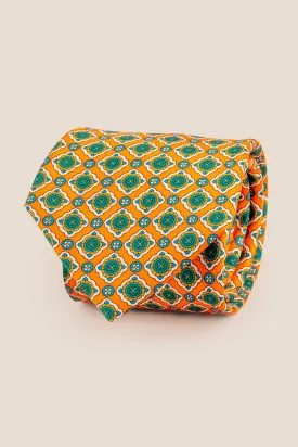 Orange Geometric Pattern Silk Tie