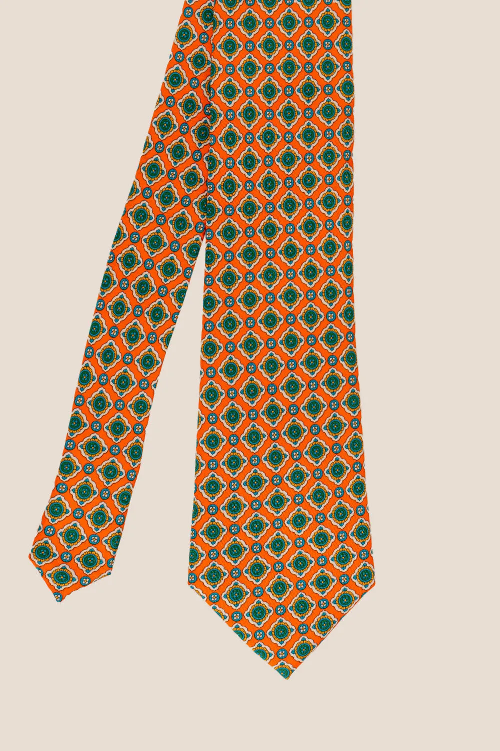 Orange Geometric Pattern Silk Tie