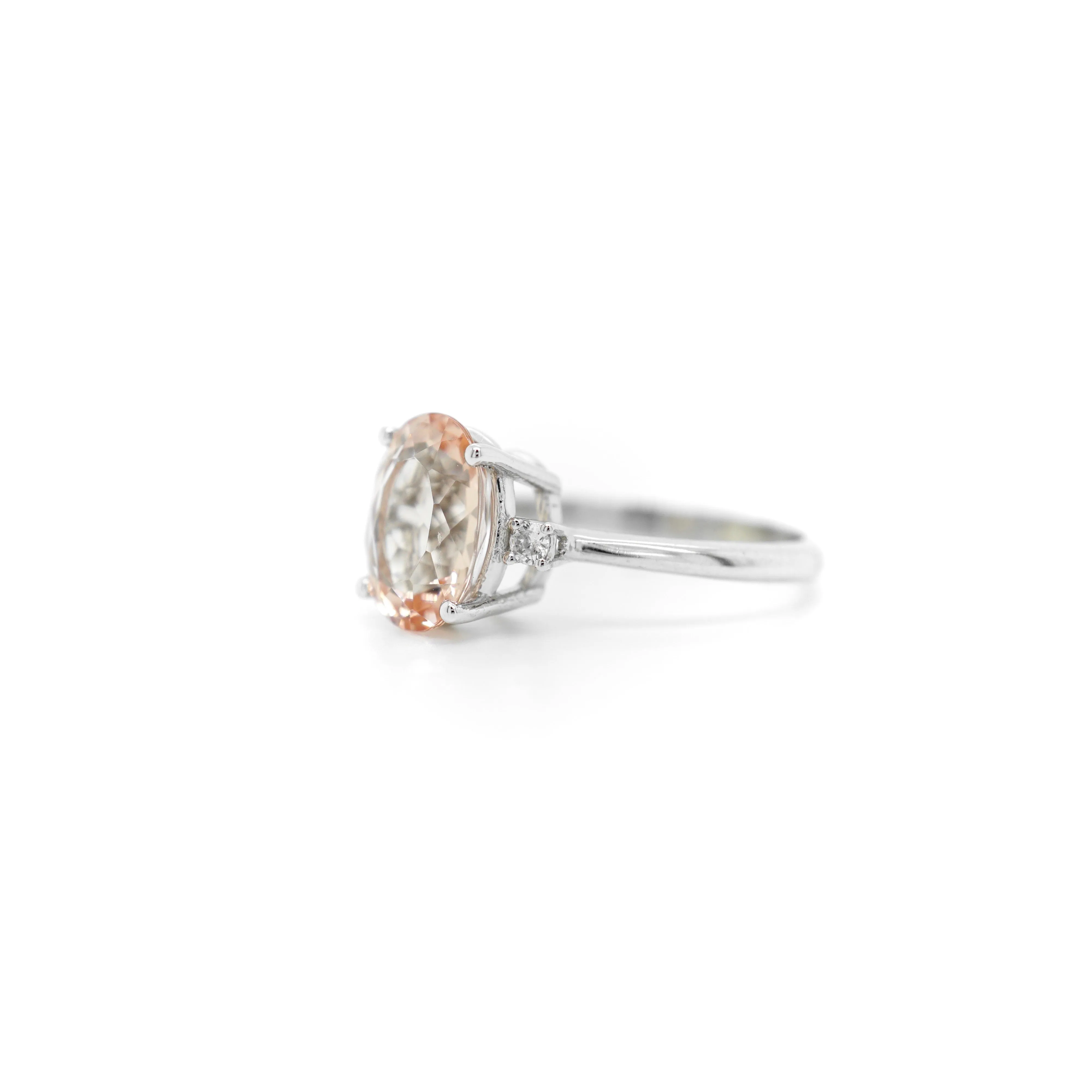 Peach Morganite and Diamond Engagement Ring - Morganite Ring for Women - Morganite Gemstone Ring