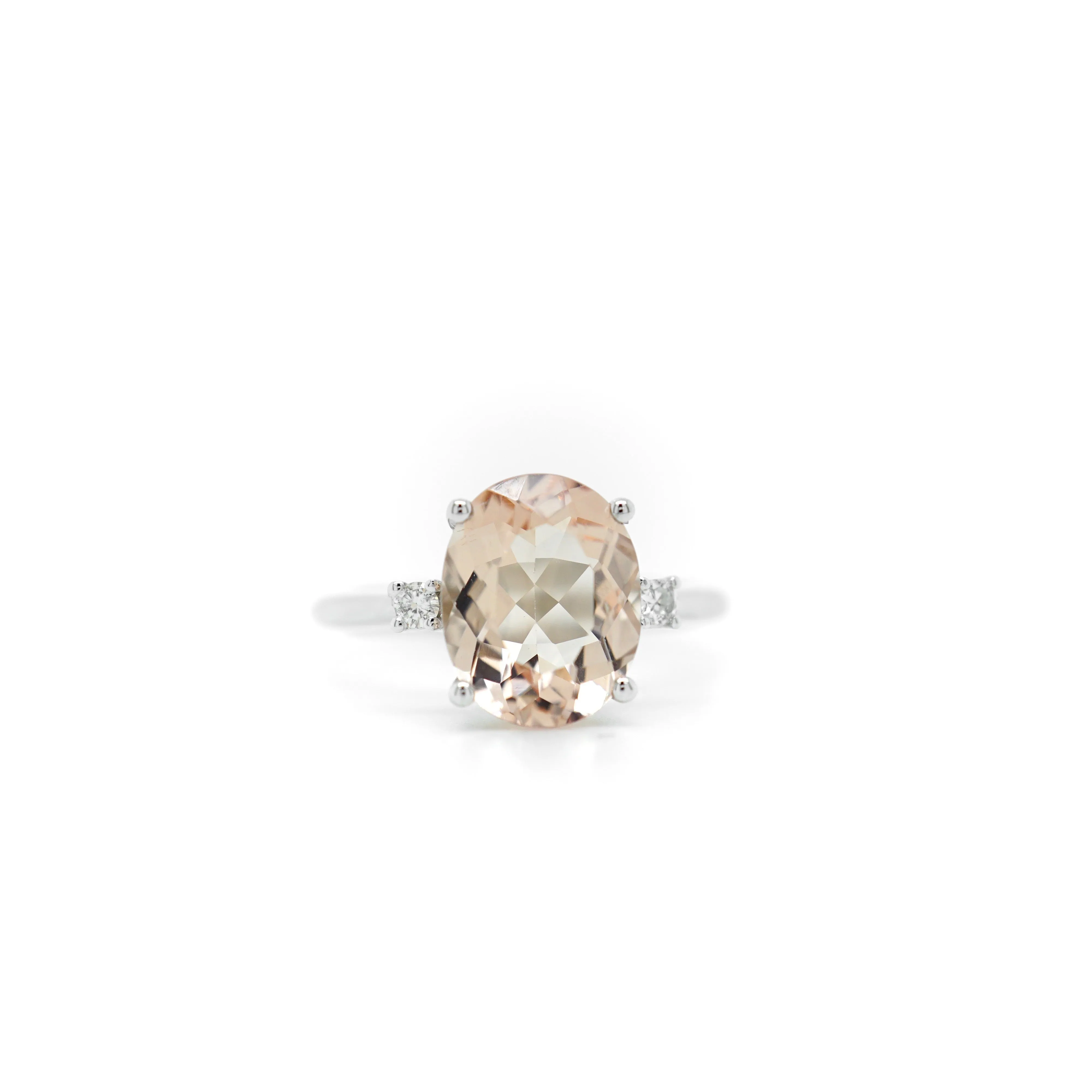 Peach Morganite and Diamond Engagement Ring - Morganite Ring for Women - Morganite Gemstone Ring