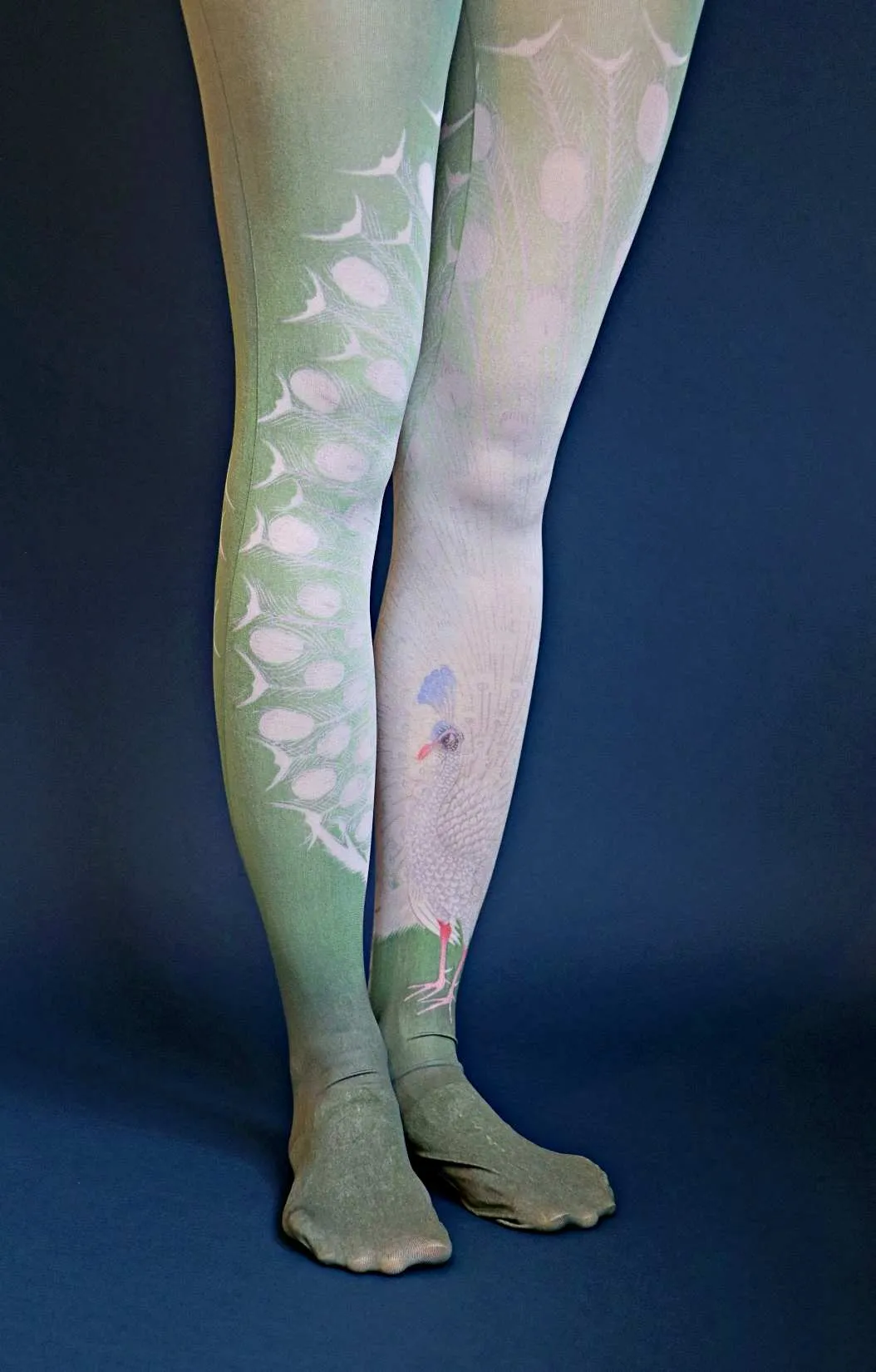 Peacock By Koson Ohara Printed Art Tights