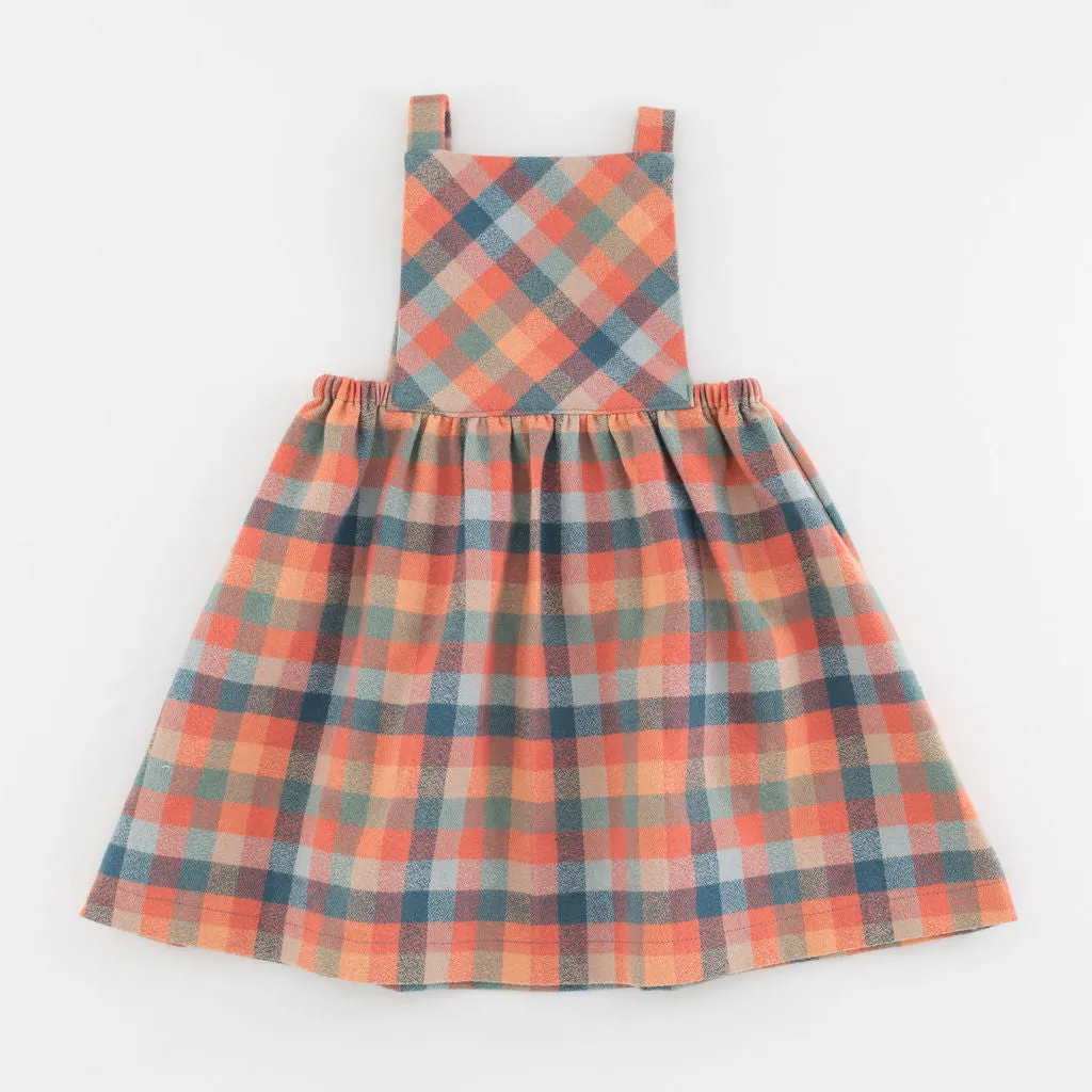 Pinafore Dress in Sunset Plaid