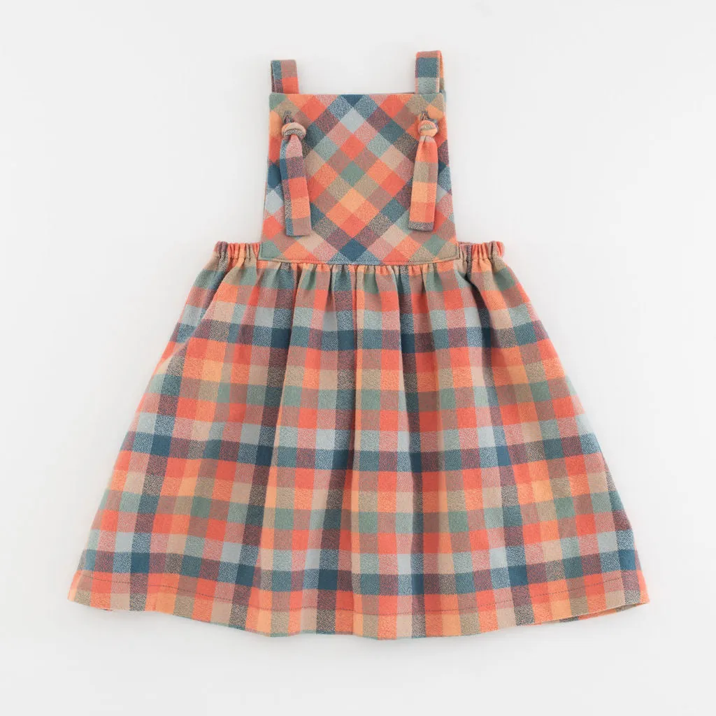 Pinafore Dress in Sunset Plaid