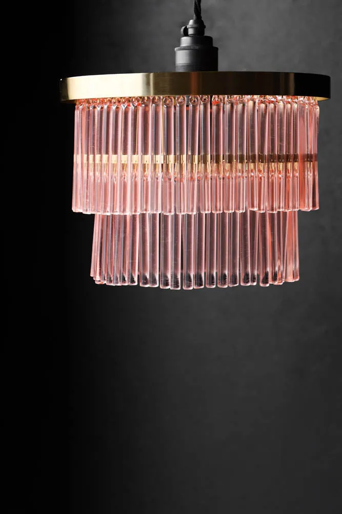 Pink Tiered Glass Easyfit Ceiling Light Shade