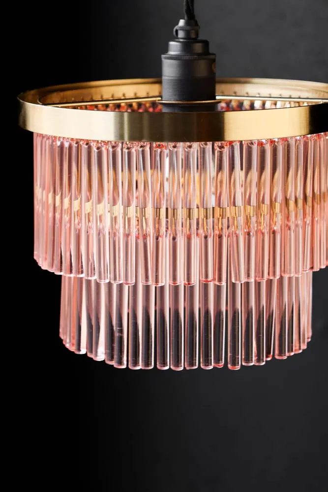 Pink Tiered Glass Easyfit Ceiling Light Shade