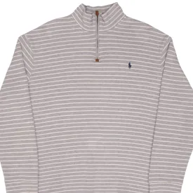 POLO RALPH LAUREN GRAY STRIPPED QUARTER 1/4 ZIP SWEATER SIZE 2XL