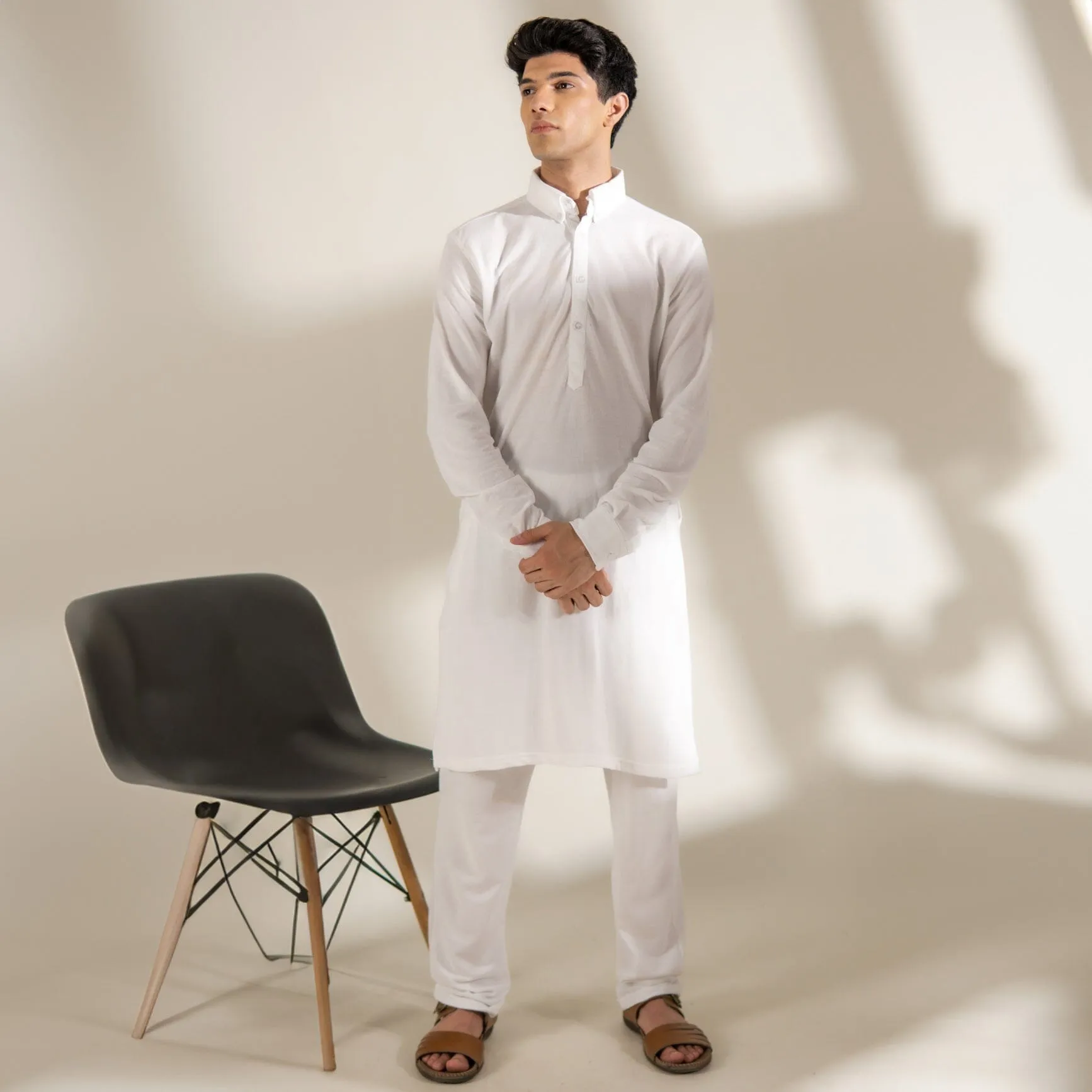 Polo Republica Knitted Pique Kurta with Button-Down Collars