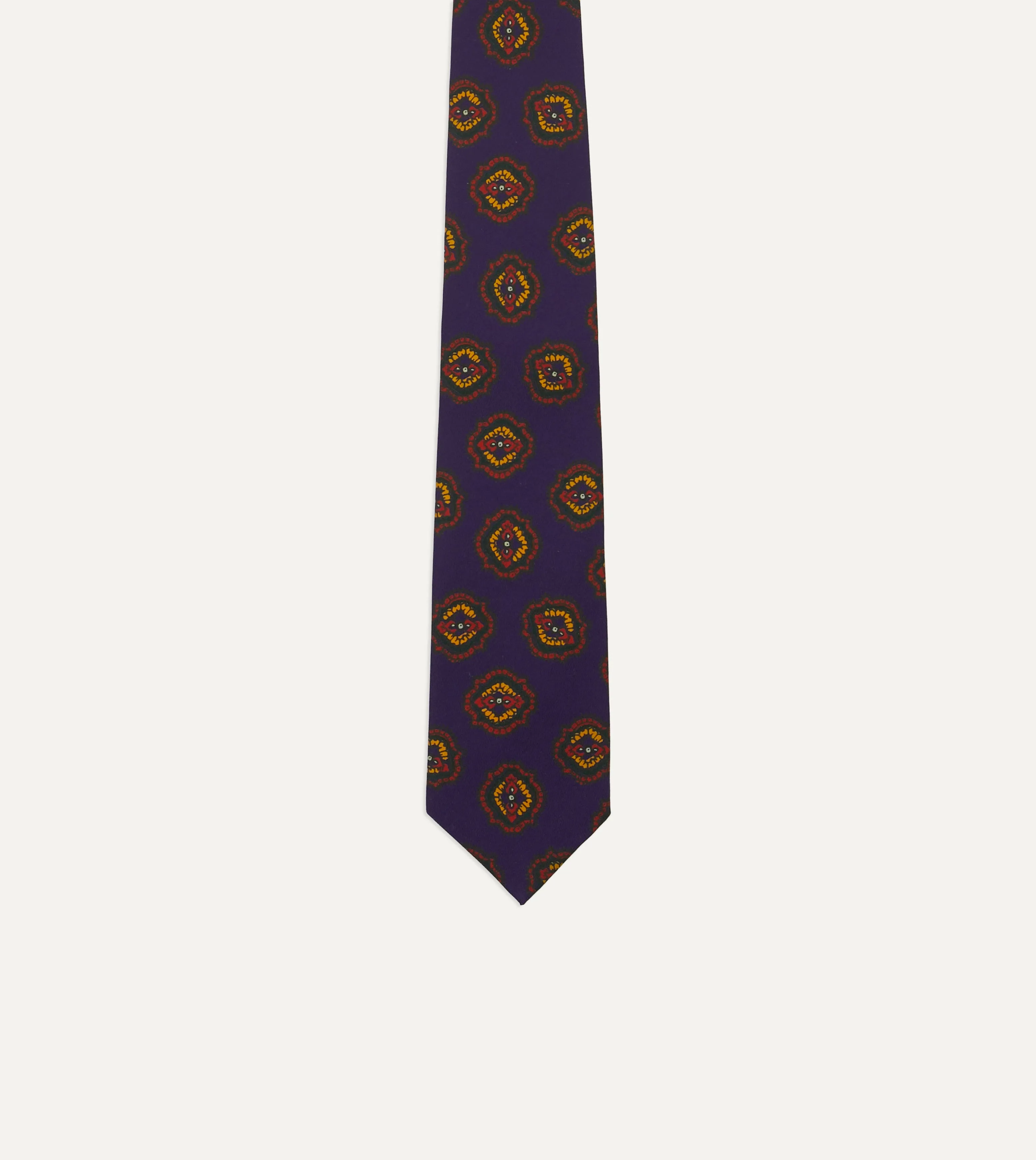 Purple Baroque Paisley 36oz Madder Silk Self Tipped Tie