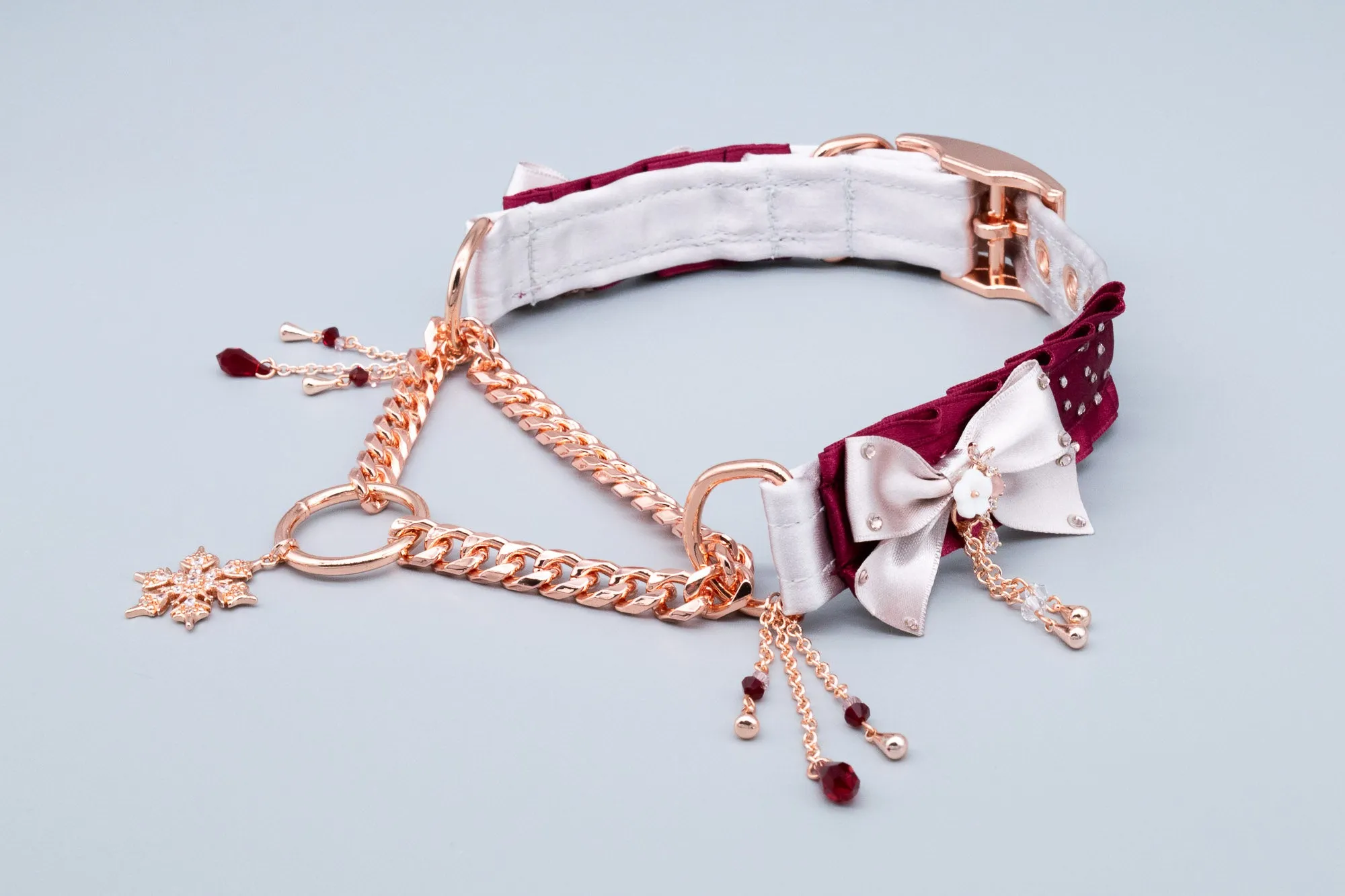 "Drops in the Snow" ~ Dusty Lilac & Burgundy Luxury Martingale Collar