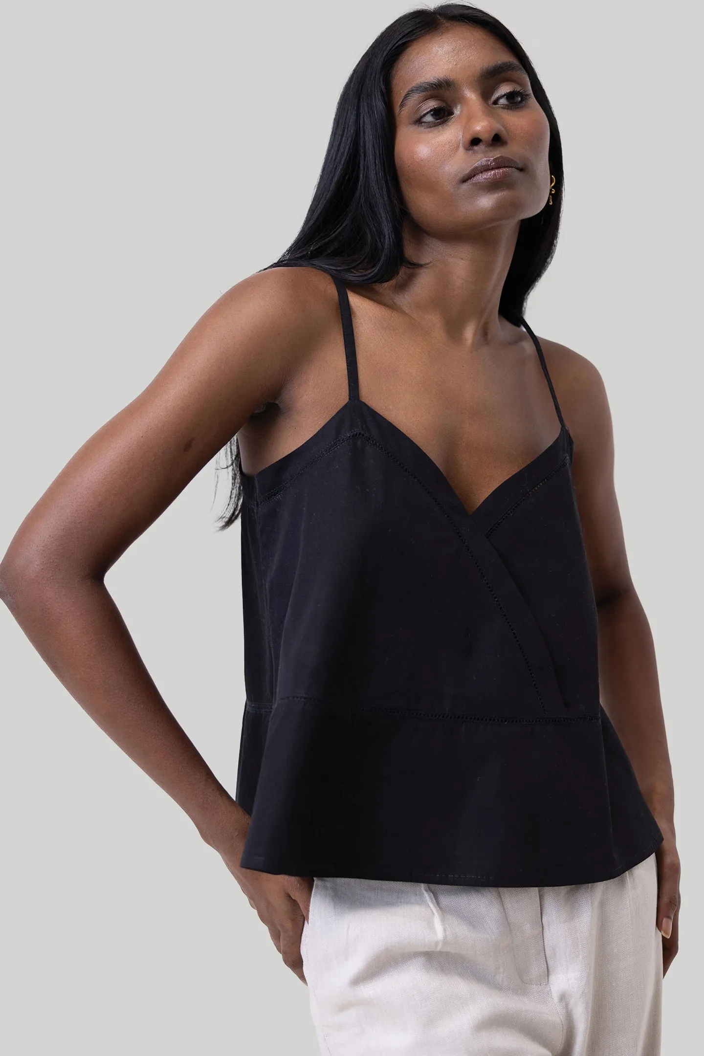 Reistor V-neck Lace Camisole in Black