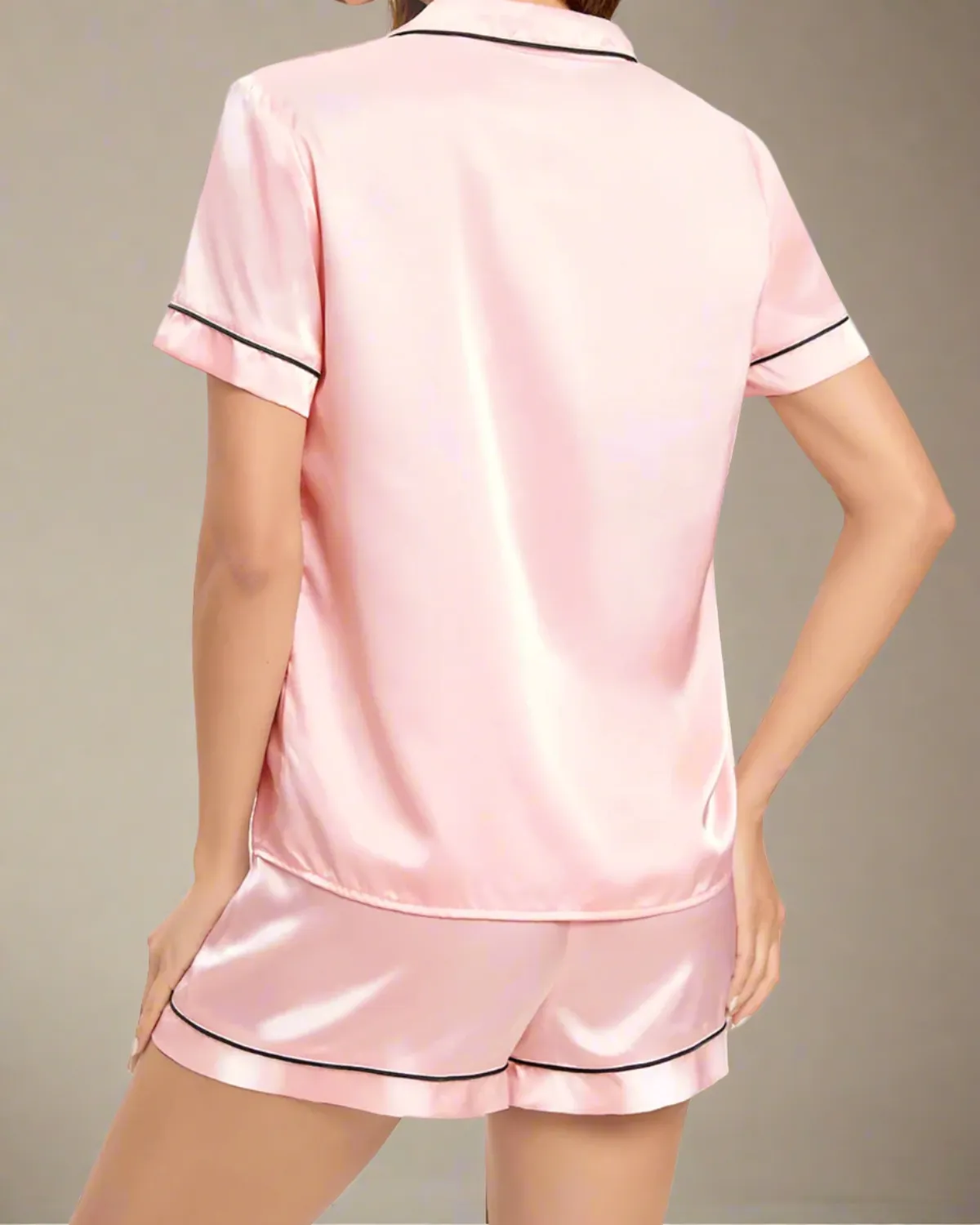 Satin Button Up Short Sleeve and Shorts Pyjamas