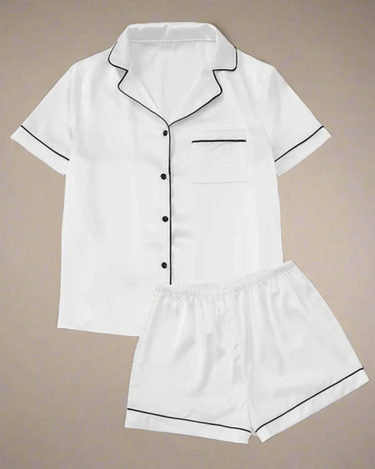 Satin Button Up Short Sleeve and Shorts Pyjamas